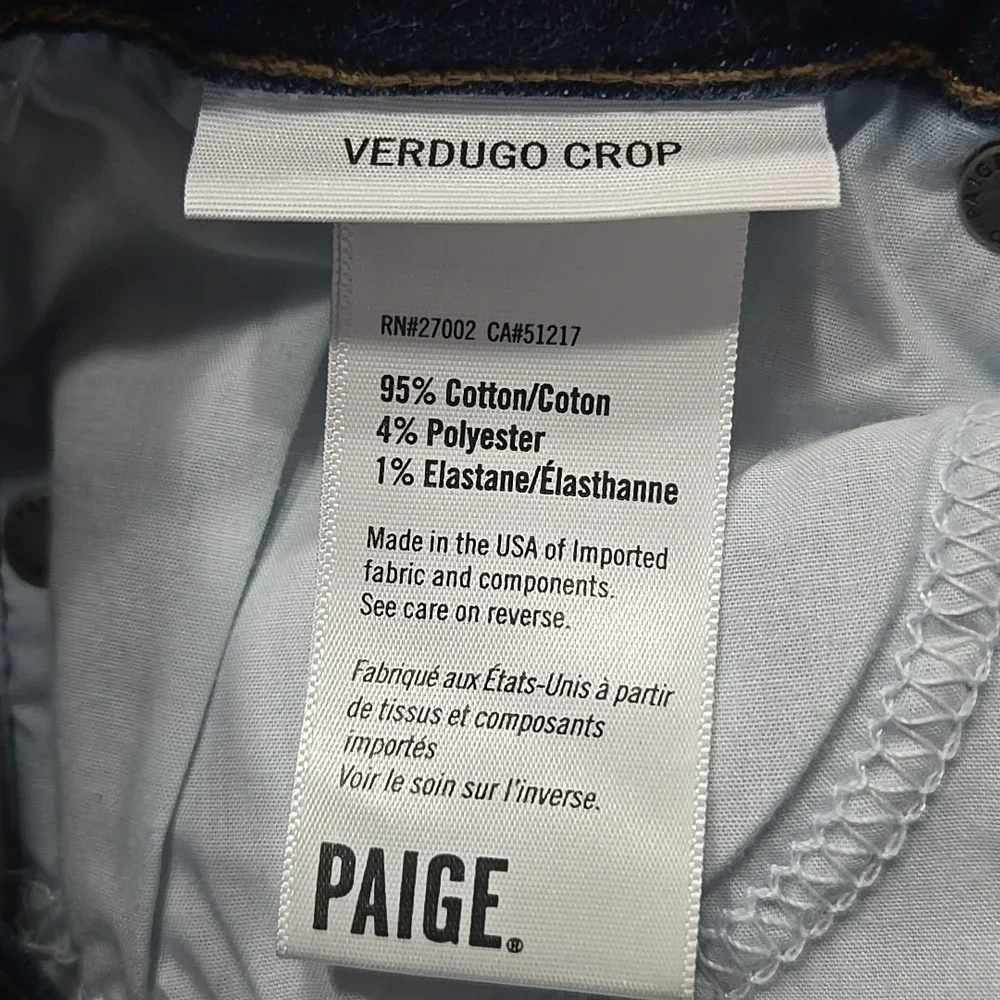 Paige Verdugo Cropped Women's Jeans Size 25 Anise Wash (26.5x25.5) - Picture 6 of 7